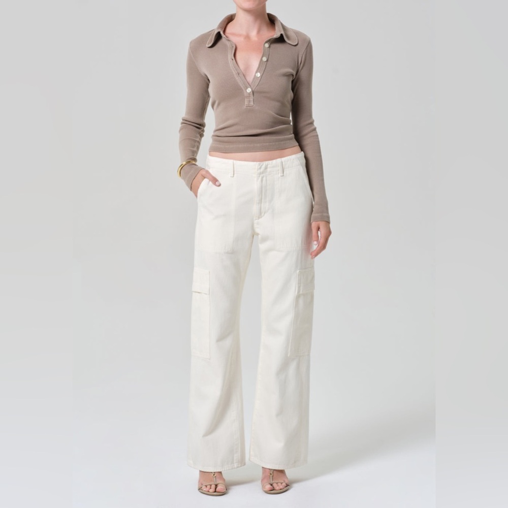 New Citizens of Humanity Sienna Relaxed Utility Cargo Pants Cream in Plaster 27